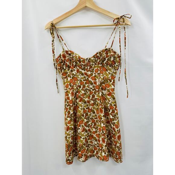 Realisation Par Devon Silk Mini Dress 70's Floral Print - Picture 5 of 11